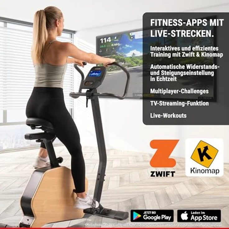 HAMMER Ergometer CardioPace 5.0 NorsK, 24 Programme, Bluetooth, 8 kg Schwungmasse, Kinomap & Zwift – Bild 4