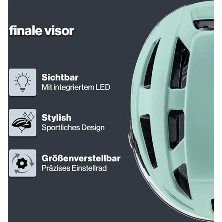 Uvex Finale Visor Fahrradhelm, Jade-Black matt, mit zusätzlichem Schutz und verstellbarem IAS System, 56-61 cm – Bild 2