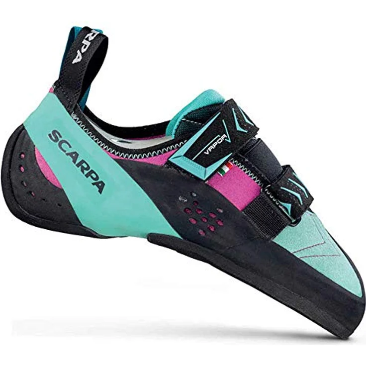 Scarpa Vapor V, Damen Kletterschuhe mit abriebfester Gummi-Sohle, Klettverschluss, Größe 36, Türkis – Bild 1
