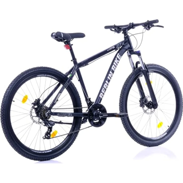 Berlin Bike MTB1 Mountainbike, 27,5 Zoll, 51 cm Rahmenhöhe, hydraulische Scheibenbremsen, Shimano-Set, Schwarz-Silber – Bild 3