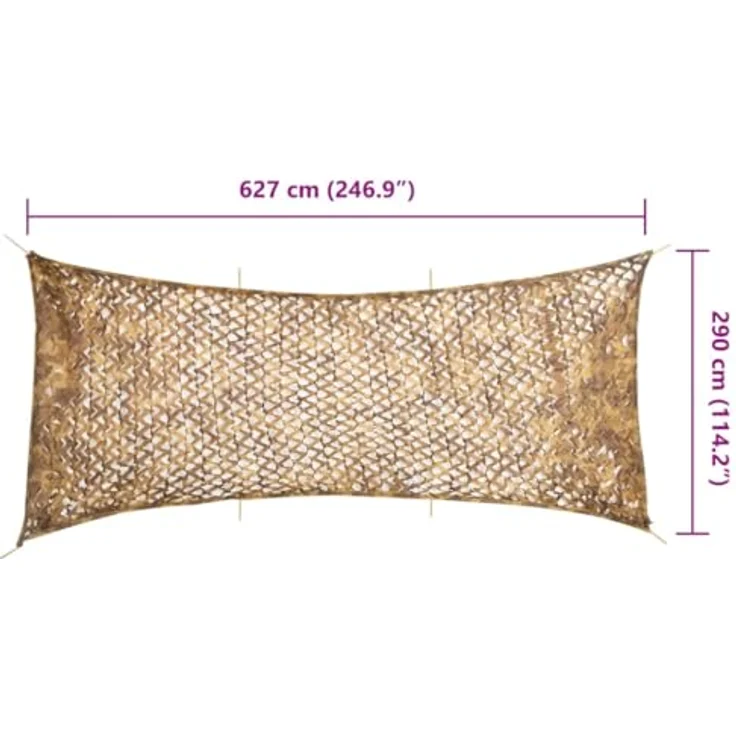 vidaXL Tarnnetz 627x290 cm, leichtes und wasserabweisendes Tarnmaterial in Sandfarbe mit Aufbewahrungstasche – Bild 2