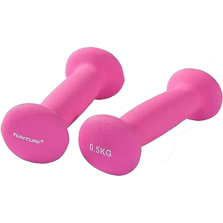 Tunturi 2er Set Kurzhantelset, Fitnessset, 0,5 kg, Bunte Kurzhanteln mit Neoptren