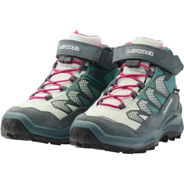 Lowa Maddox Pro GTX Mid VC Jr, wasserdichte Kinder Wanderschuhe mit griffiger Laufsohle, Petrol/Pink, EU 32 – Bild 5