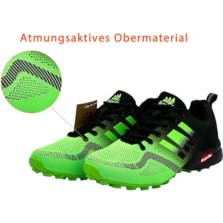 Avior Home Nowalnd Herren Damen Sneaker Laufschuhe, atmungsaktiv und rutschfest, Schwarz/Apfelgrün, Größe 41 – Bild 6
