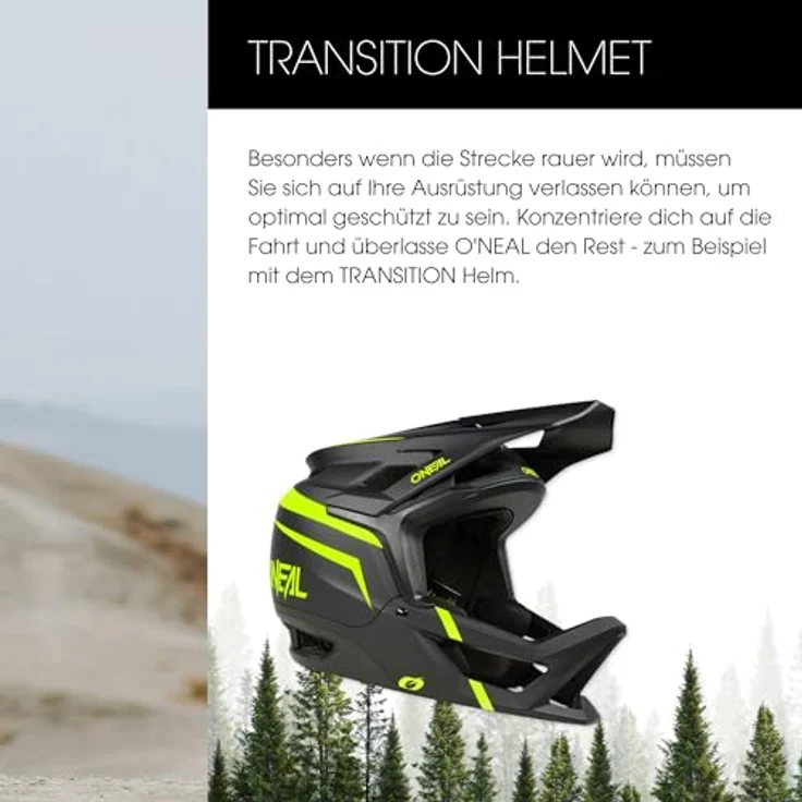 O'NEAL Fullface Helm Transition Flash, Fahrradhelm in Schwarz/Neon Gelb, Größe XL (61/62 cm) mit optimalem Schutz für Offroad-Fahrten – Bild 3