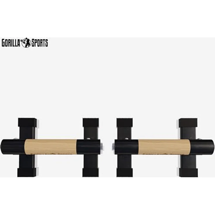 GORILLA SPORTS® Liegestützgriffe - 2er Set, aus Holz und Stahl, rutschfest bis 300kg, inkl. Tragetasche - Calisthenics Equipment, Parallettes, Handstand Griffe, Push Up Bars, Liegestütze Barren – Bild 4