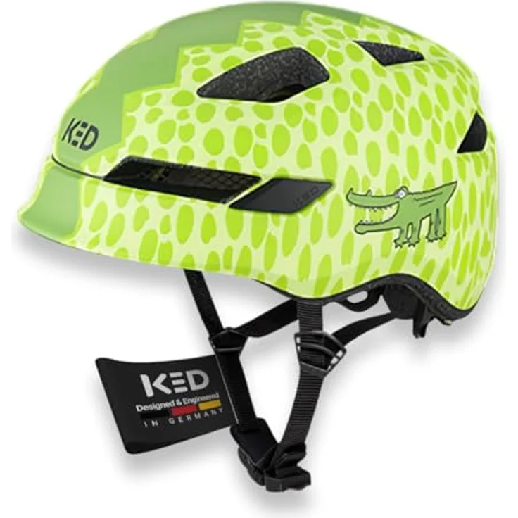 KED Pop II Lite Kinder Fahrradhelm, Ultraleichtes Design mit K-FIT System für sicheren Sitz, Farbe: Green Croco Matt, Größe: 52-56 (M) – Bild 1