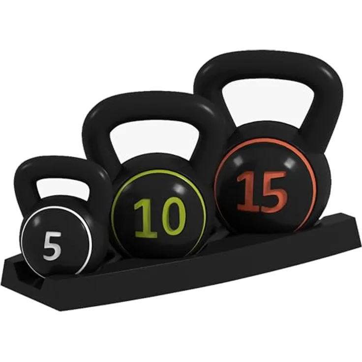 SPORTNOW HOMCOM Kettlebell, 2,2kg, 4,5kg, 6,8kg, 3er Set Kugelgewicht für Gymnastik, Krafttraining, Schwarz