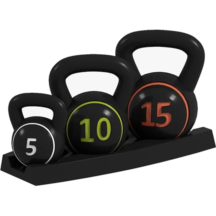SPORTNOW HOMCOM Kettlebell, 2,2kg, 4,5kg, 6,8kg, 3er Set Kugelgewicht für Gymnastik, Krafttraining, Schwarz – Bild 1