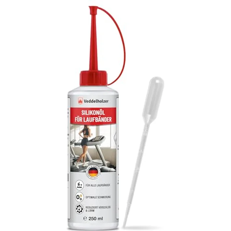 Veddelholzer Silikonöl 250 ml, 100% reines Schmieröl für Laufbänder, Cross Trainer und Spinning Bikes mit Dosierkappe & Pipette, geruchsneutral, Made in Germany – Bild 1