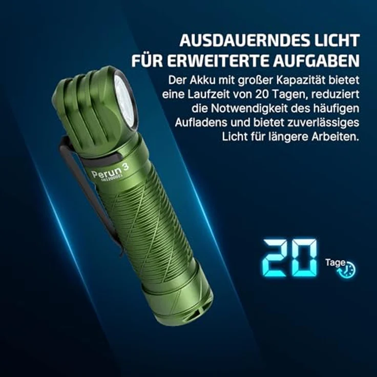 OLIGHT Perun 3, LED Stirnlampe 3000 Lumen, 7 Lichtmodi, Sensor, IP68 wasserdicht, wiederaufladbar, grün – Bild 3