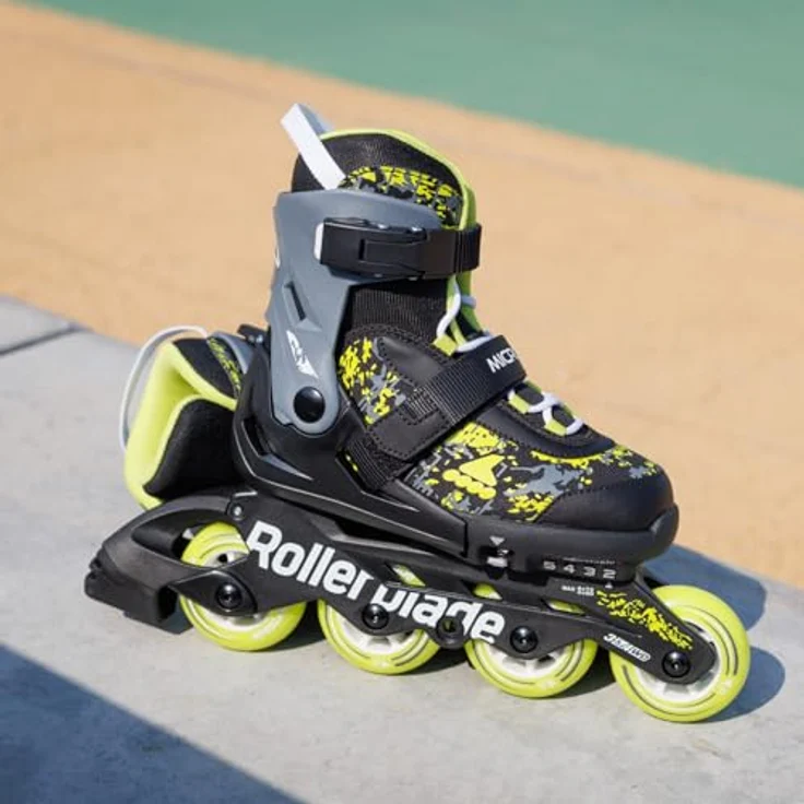 Rollerblade Microblade Sl, Junior Inline Skates EU 33, Schwarz/Lime, verstellbar in 4 Größen, optimaler Komfort und Stabilität – Bild 5