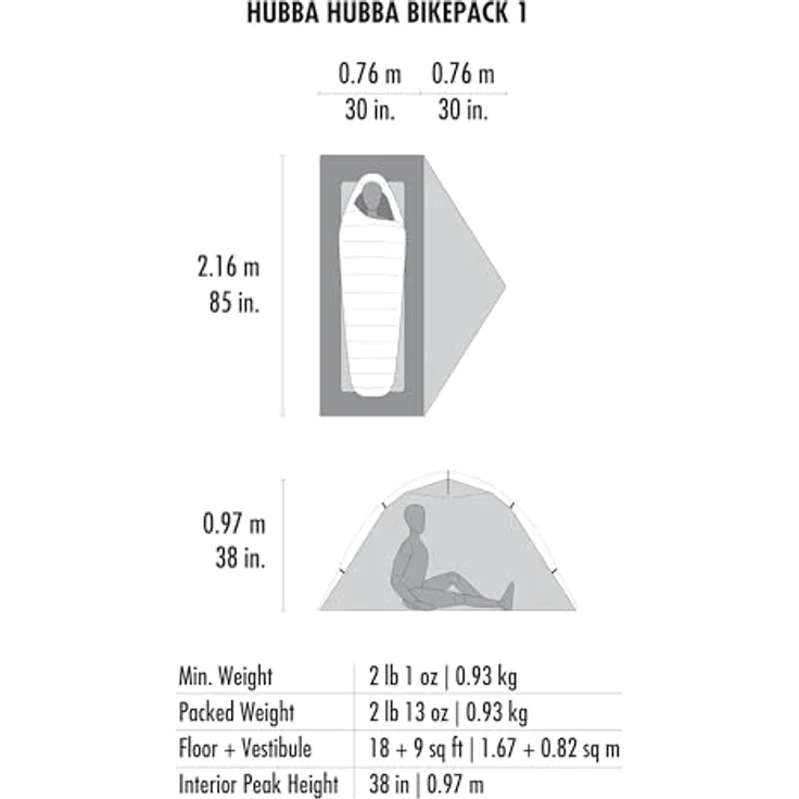 Msr Hubba Hubba Bikepack, Kuppelzelt für 1 Person, 0.93 kg, ideal für Radfahrer – Bild 11