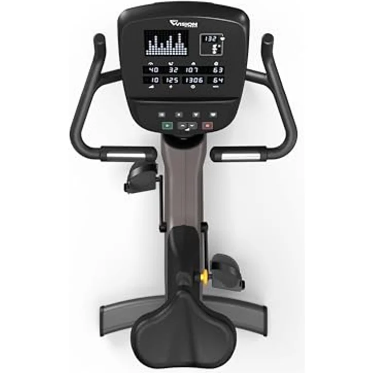 Vision Fitness U60 Ergometer, stromloser Generatorbetrieb, multipositionslenker mit Handpulssensoren, wattgesteuert bis 250 Watt, LED-Konsole – Bild 4