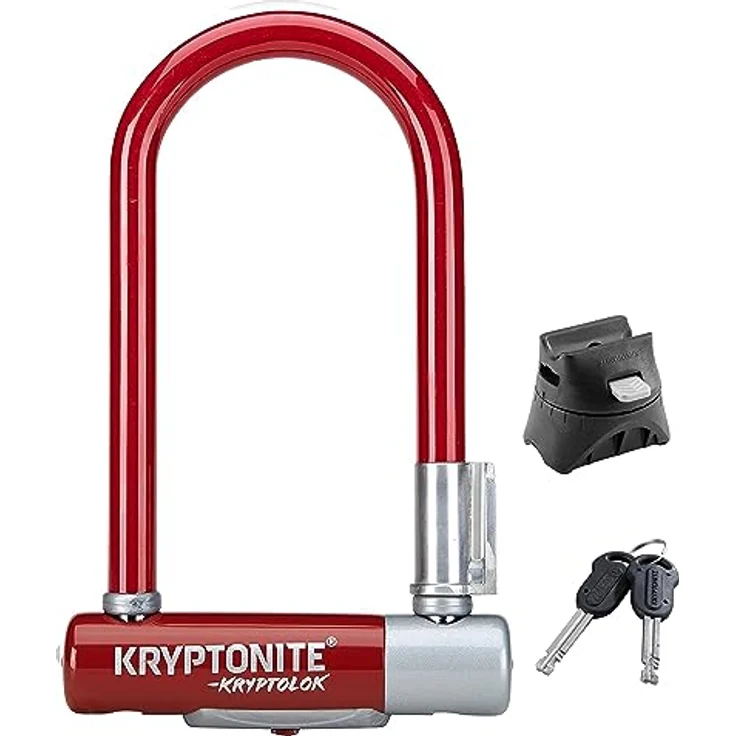 Kryptonite KryptoLok 2 Mini-7 U-Schloss, 17 cm, Merlot-Rot, 13 mm gehärteter Stahlbügel, Schlüssel-Schloss, Sicherheitsstufe 6 – Bild 1