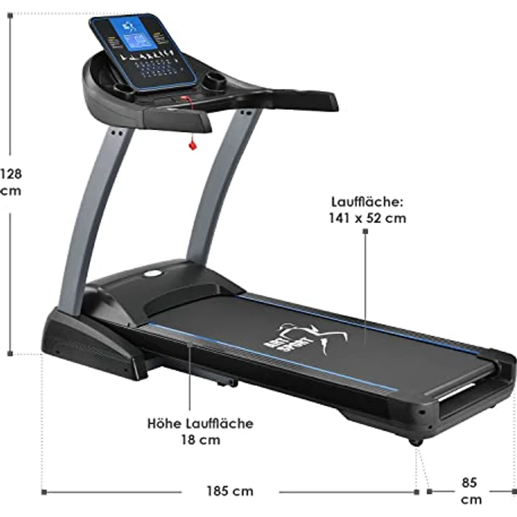ArtSport Laufband Speedrunner 7000 klappbar mit Kinomap-Funktion, Lauffläche: 141 x 52 cm, bis 22 km/h, 22 Steigungsstufen & LCD Display, bis 150 kg – Bild 2