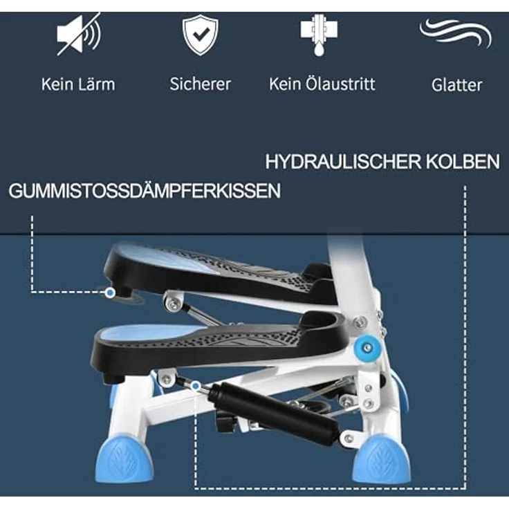 HOMCOM Stepper Fitness Swing Stepper mit LCD-Schirm und Handgriff bis 100 kg Blau – Bild 4
