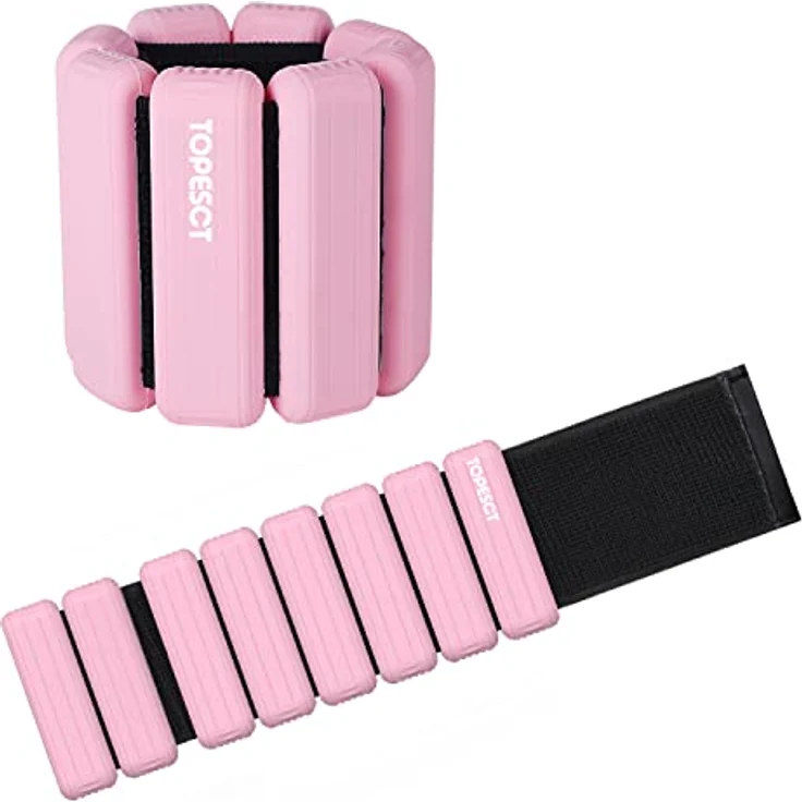 TopEsct Verstellbare Handgelenkgewichte – Set mit 2 Stück (je 0,9 kg) | Langlebiges tragbares Handgelenk- und Knöchelgewichte für Yoga, Tanz, Barre, Pilates, Cardio, Aerobic, Walking – Bild 1