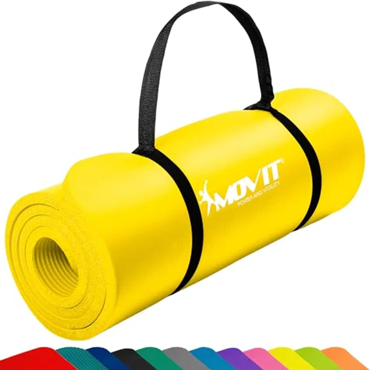 MOVIT Gymnastikmatte, hautfreundlich und phthalatfrei, 183cm x 60cm x 1,0cm in gelb – Bild 1