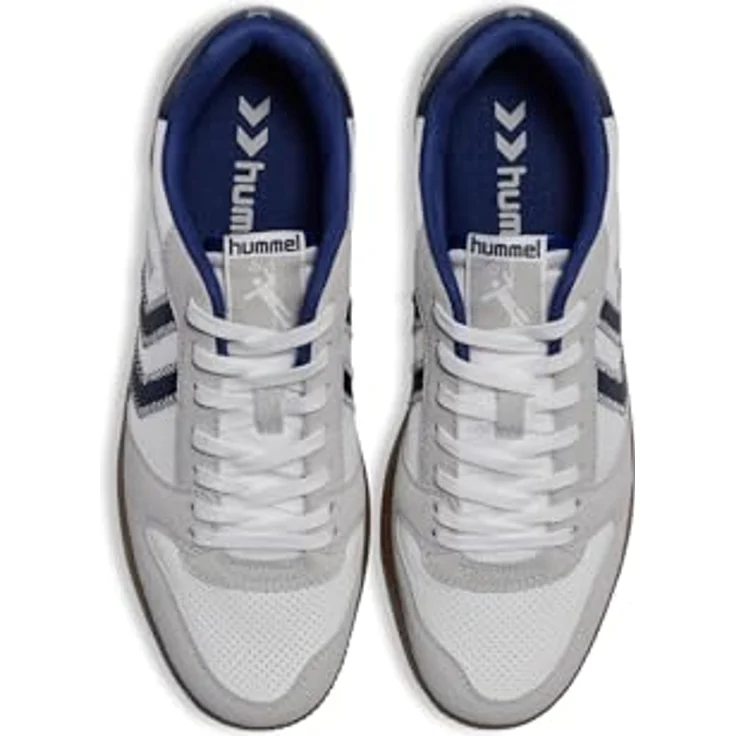Hummel Perfekt NS Handball Sneaker, vegan, Polyurethan-Obermaterial, thermoplastische Gummisohle, weiß/blau, Schuhgröße 43 EU – Bild 6