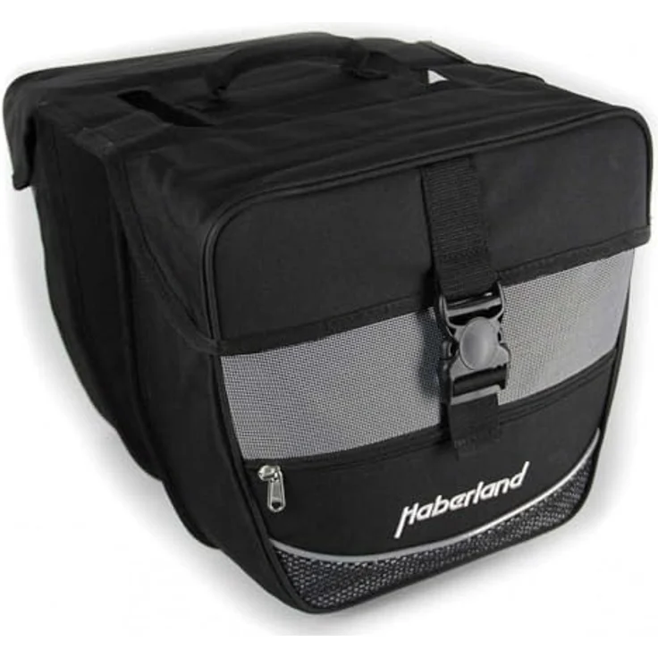 Haberland Doppeltasche Einsteiger-Serie, Fahrradtasche schwarz-silber, 32 x 34 x 16 cm, 12.5 Liter, für Kinderfahrräder – Bild 2