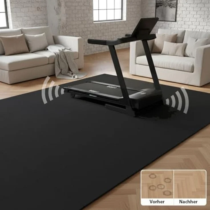 EYEPOWER Bodenschutzmatte Fitness mit Rand, 9 Puzzlematten 30x30 cm in Schwarz, Vibration- und Schallschutz, 0,8 qm für Homegym und Fitnessgeräte – Bild 5