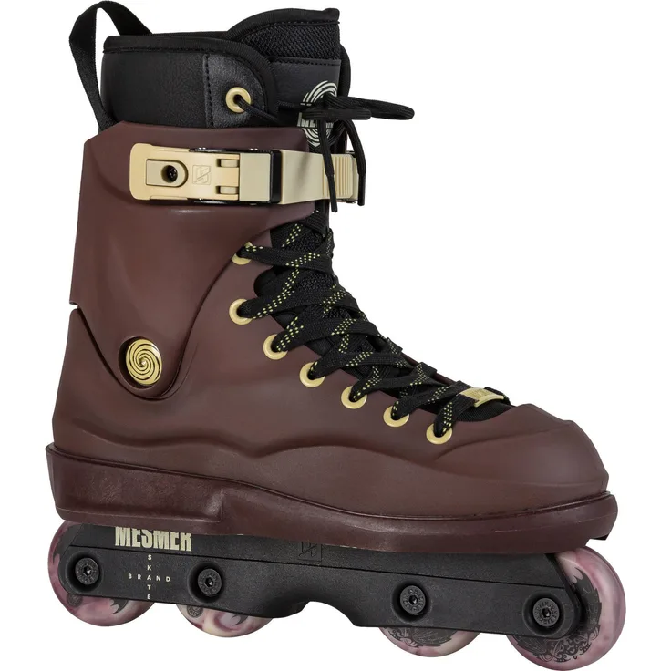 Meßmer Mesmer Levi van Rijn Pro Throne, Inline Skate für Aggressive Skater, Skatepark und Street, braun mit recyceltem Innenfutter und robuster PA Soul Plate