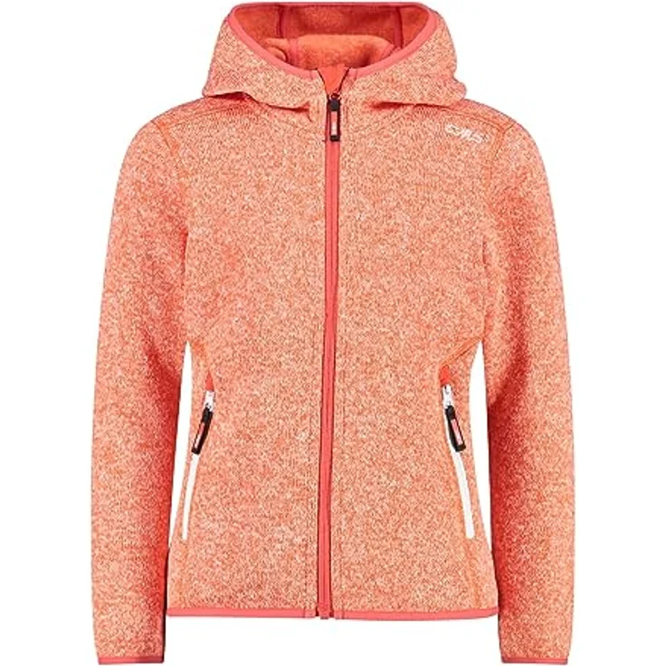 CMP Kid G Jacket Fix Hood, Skijacke mit elastischen Bündchen und zwei Reißverschlusstaschen, Farbe Campari-Bianco, Größe 152 – Bild 1
