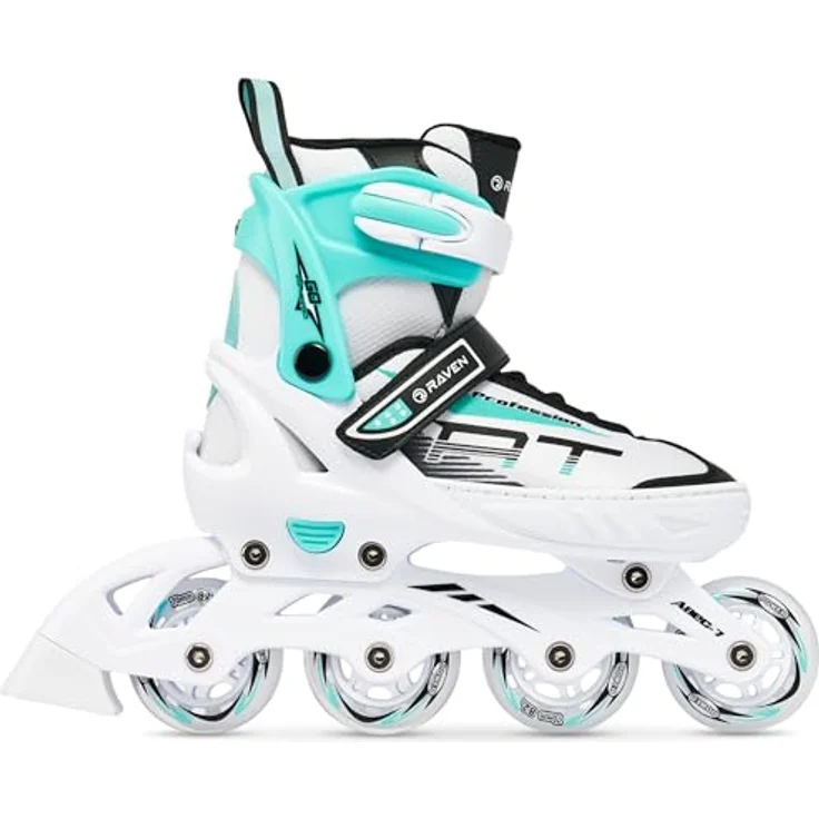 RAVEN Profession Inlineskates, verstellbare 2in1 Inliner für Kinder und Erwachsene, White/Mint, Größe 31-35 (20,5cm-22,5cm) – Bild 1