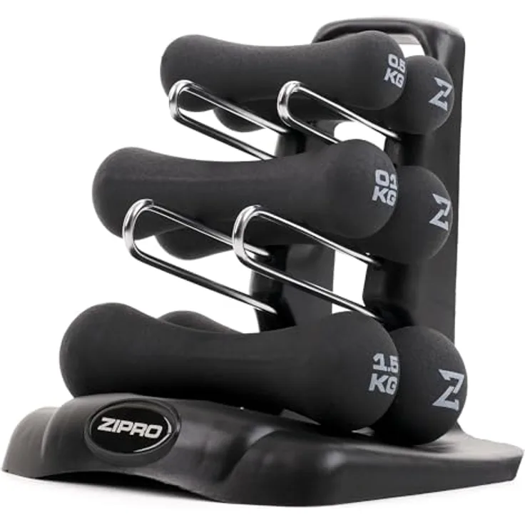 ZIPRO Neopren Hanteln, rutschfestes 6er Set mit Gewichten 2 x 0,5kg, 2 x 1,0kg, 2 x 1,5kg für Home Gym, Krafttraining zuhause