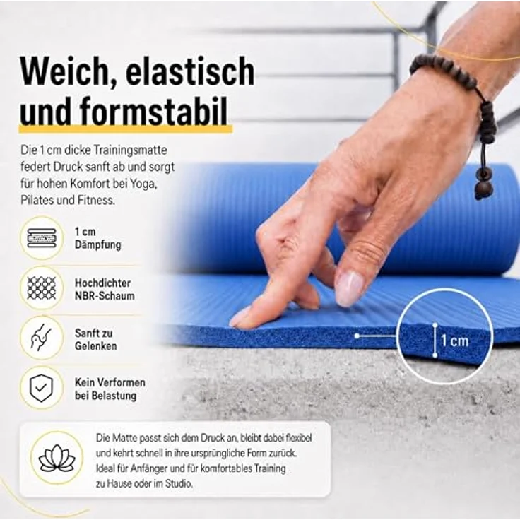 Wozinsky Yogamatte WNSP-BLAC, 0,9 cm dick, rutschfest und formstabil, inkl. Tragegurt und Tasche – Bild 6