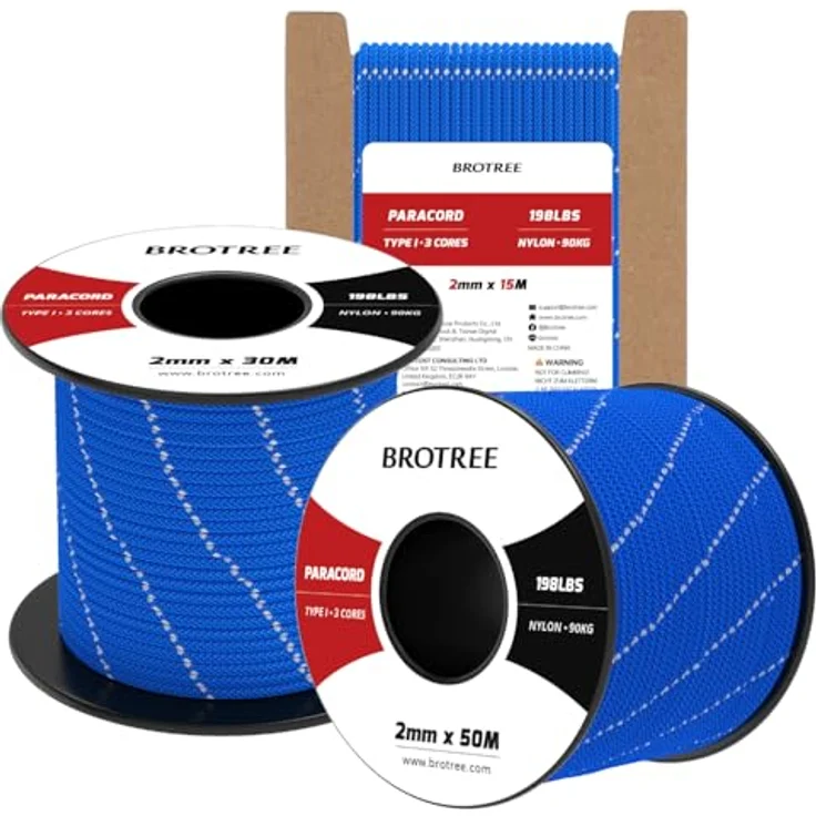 BROTREE Paracord 2mm 30M Nylonseil mit 3-Kern-Schnur, Bruchlast 90kg, reflektierende dunkelblau, für Outdoor, Armband, Hundeleine – Bild 1