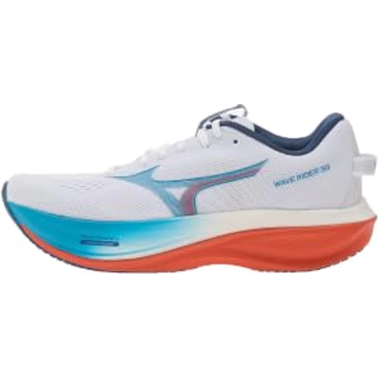 Mizuno Wave Rider 30 (M), Laufschuh mit Mizuno Enerzy Nxt Dämpfung und AIRmesh-Obermaterial, Weiß/Blau/Jewel/Orange, Größe 46.5 – Bild 6