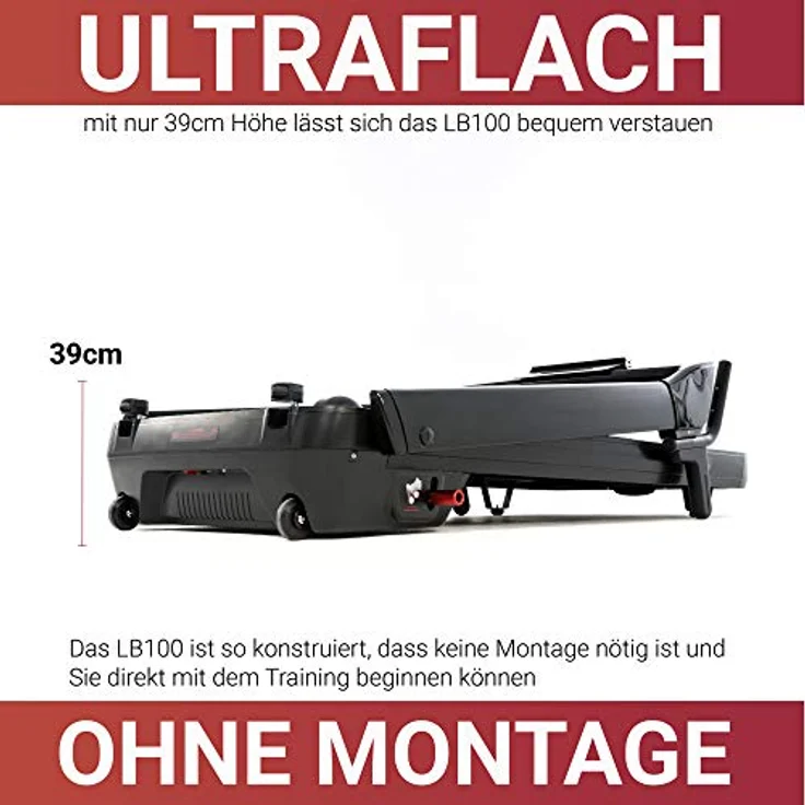 FUEL Fitness LB100 Laufband für zuhause, Ultra-Slim Laufband elektrisch, klappbar mit Steigung, 14 km/h, KEIN Aufbau, 130x48cm Lauffläche, APP-kompatibel, Pulsgurt inkl – Bild 2