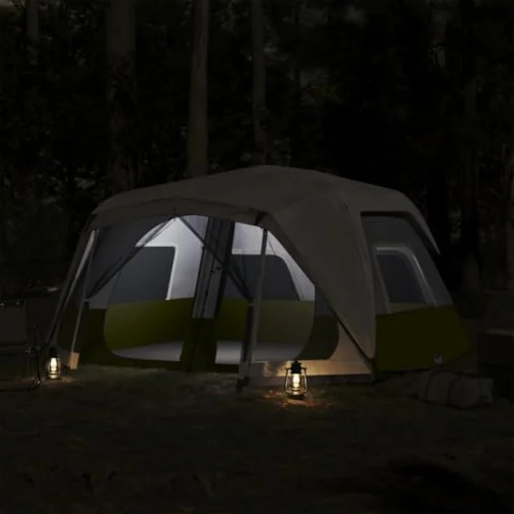 vidaXL Familienzelt, Campingzelt mit LED, Gruppenzelt für 10 Personen Quick Release, Hellblau – Bild 3