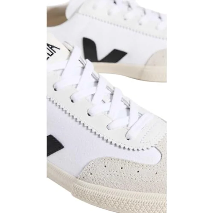 Veja Volley, Sportschuhe EU 45 für Herren, weiß-schwarz, Retro Sneaker aus Baumwolle und Leder mit gepolstertem Schaftrand – Bild 2