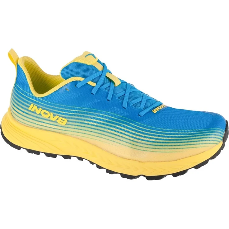Inov-8 Trailfly Speed 001150-BLYW-W-01, Laufschuhe für Herren, Blau, Größe 45, 25% mehr Energie-Rückgabe, optimales Abrollverhalten für Trailrunning