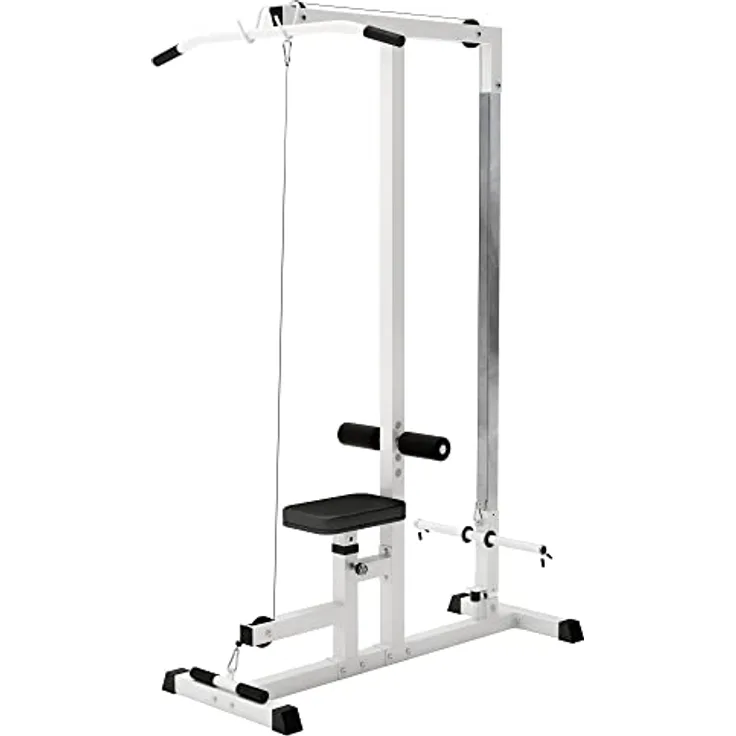 GORILLA SPORTS® Latzugstation - Verstellbar, inkl. Trizepsstange und Latzugstange, bis 280kg Belastbar, 30mm - Latzugturm, Kabelzugstation, Fitnessstation, Latzugmaschine, Latzug-Station, Kraftstation