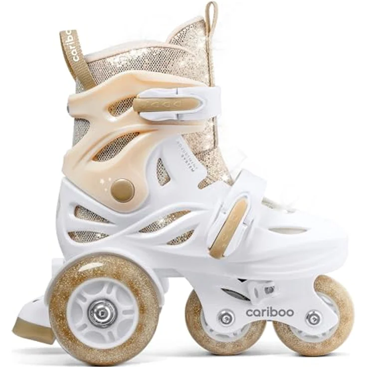 CARIBOO Einstellbare Kinder-Inlineskates Ballerina mit LED-Rädern, Hardshell-Konstruktion, Größenverstellbar 26-35 – Bild 2