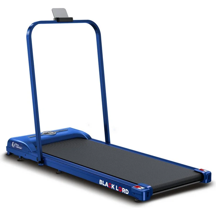 BLACK LORD Klappbares Laufband für Zuhause, Untertisch-Walking Pad mit Armlehne, Bluetooth, Fernbedienung, Lautsprecher, 1-12 km/h, Blau