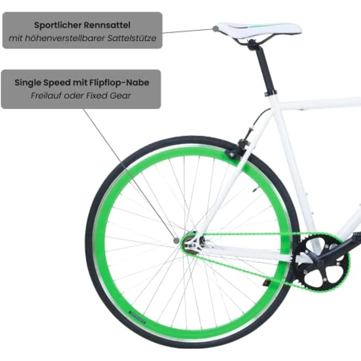 Galano Blade Fixie Fahrrad, 28 Zoll Singlespeed, Flip Flop Nabe, verschiedene Farben, geeignet für Fahrergrößen 165 - 195 cm – Bild 4