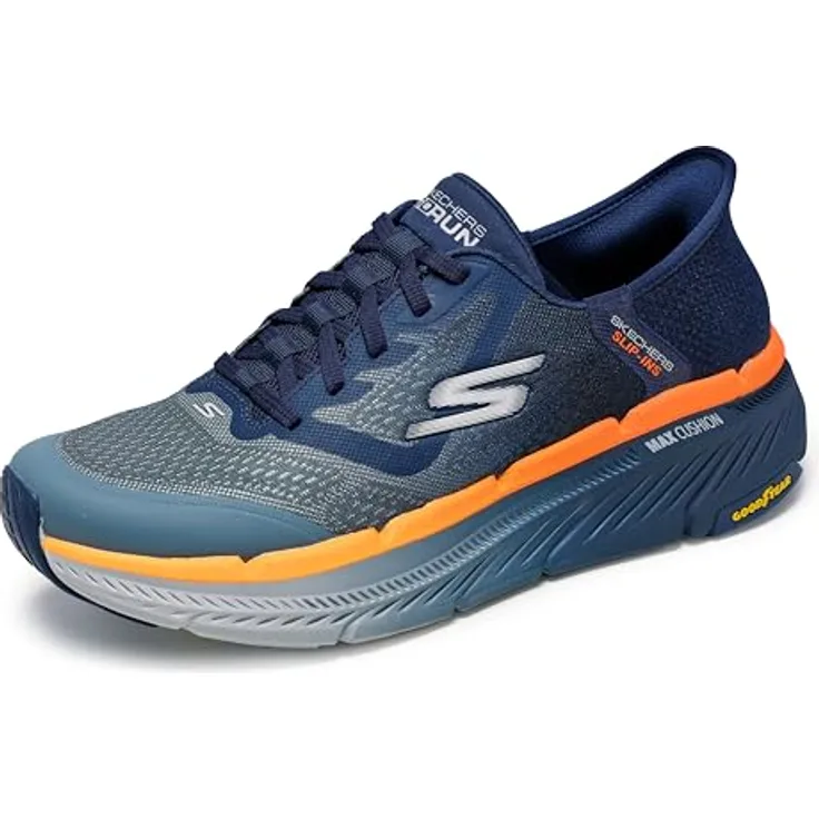 Skechers Slip-Ins Max Cushioning Elite Premier 2.0, Laufschuhe mit Air-Cooled Memory Foam, NVY/Orng - EU 43