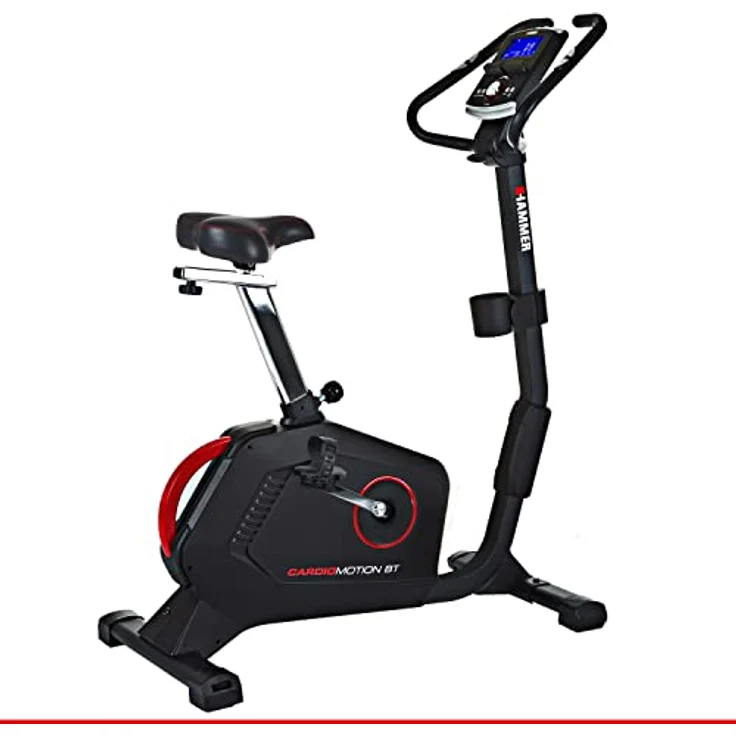HAMMER Ergometer Cardio Motion BT, leises Fitnessfahrrad mit tiefem Einstieg und Comfort-Sattel, geeignet als Heimtrainer für Senioren, Bluetooth und App-Steuerung, Tablethalterung, 110 x 52 x 140 cm – Bild 1