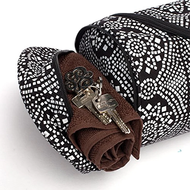 Bodhi Yogatasche ASANA Bag Cotton | Maharaja Collection | Yogamattentasche in verschiedenen Größen | Baumwolltasche für Yogamatte & Zubehör | inkl. Außentaschen | 80 cm | Bandhani/schwarzweiß – Bild 4