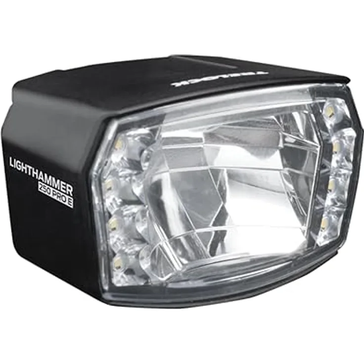 Trelock LS 990 Lighthammer Pro 250, E-Bike Fahrradlicht mit 250 Lux, automatischer Helligkeitssensor und Fernlichtfunktion, StVZO zugelassen