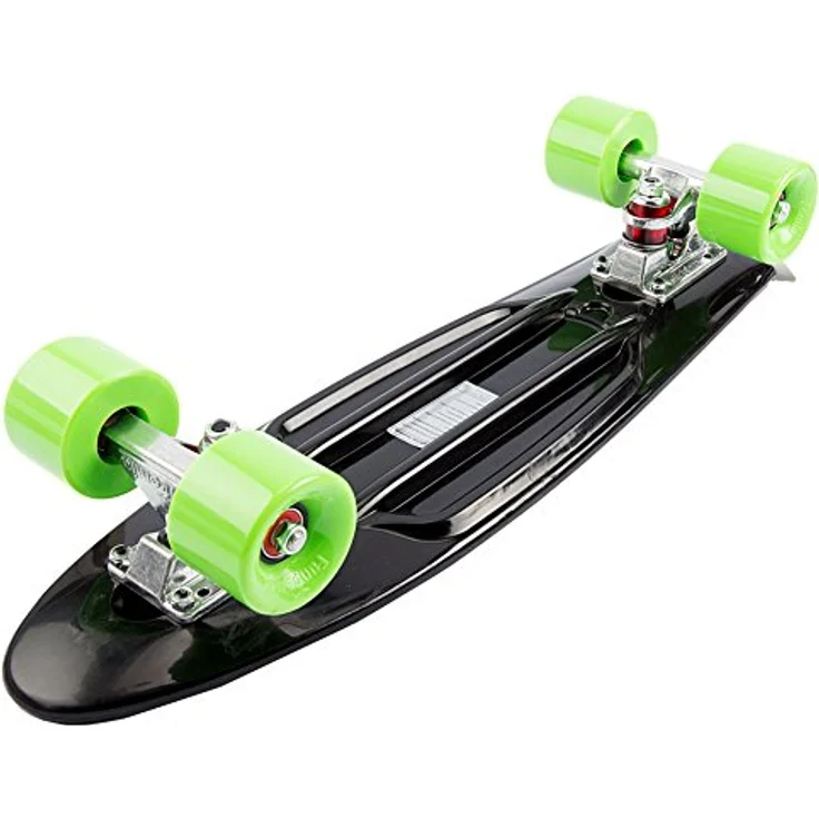 FunTomia 57cm Mini-Board Skateboard, mit oder ohne LED Leuchtrollen, Aluminium Truck, ABEC-9 Kugellager, schwarz – Bild 3
