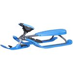 STIGA Snowracer Curve – Robuster Lenkschlitten mit Bremse und Zugseilwinde – Stahlrahmen Bobschlitten für Kinder und Erwachsene bis 90 kg – Winter Schlitten ab 7 Jahren, Blau