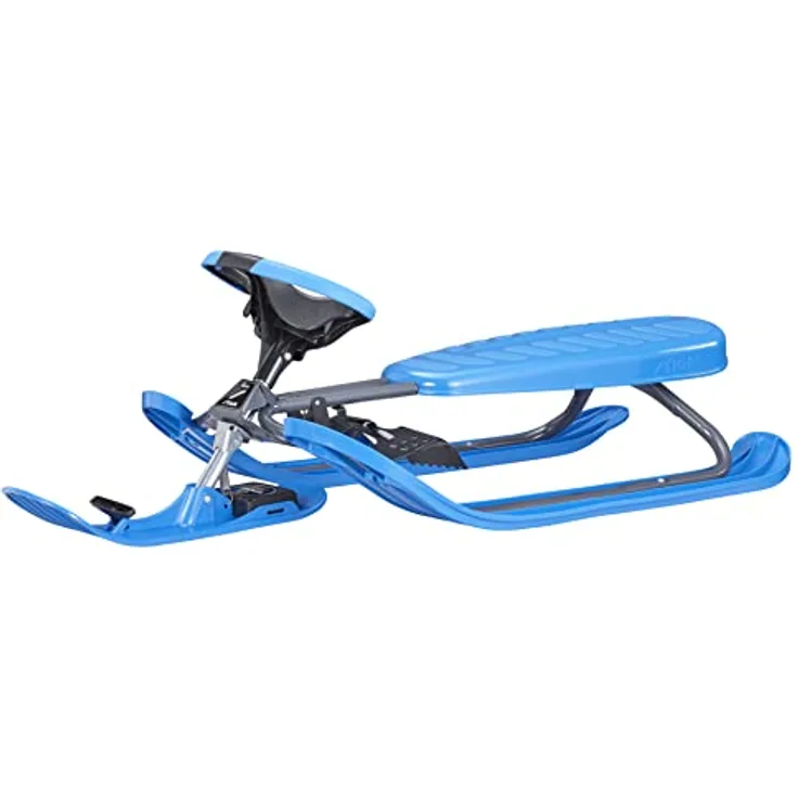 STIGA Snowracer Curve – Robuster Lenkschlitten mit Bremse und Zugseilwinde – Stahlrahmen Bobschlitten für Kinder und Erwachsene bis 90 kg – Winter Schlitten ab 7 Jahren, Blau