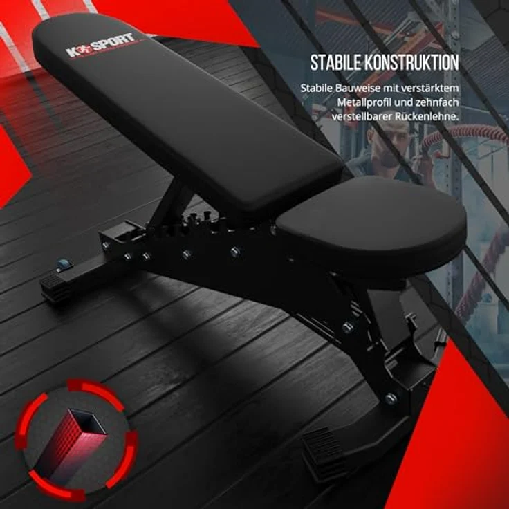 K-Sport: *BLACK LINE* Hantelbank | vielfach verstellbare Multifunktionsbank | extrem belastbare Schrägbank | Premium Trainingsbank bis 350kg belastbar – Bild 5