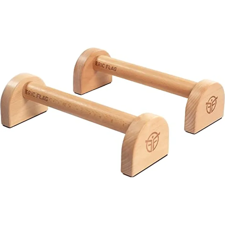 Eric Flag Parallettes - Premium Liegestützgriffe für Fitness, Gym, Calisthenics & Yoga, Holz Parallettes Calisthenics, Handstand Griffe, Liegestütze, Push Up Bar für In- und Outdoor, rutschfest